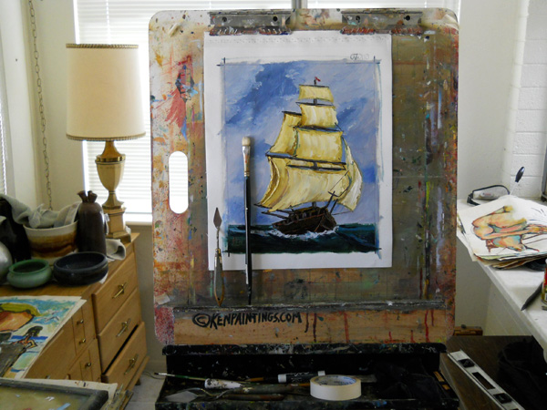 brigantine sailing ship painting