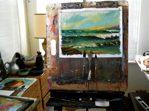 san diego oil painting on easel