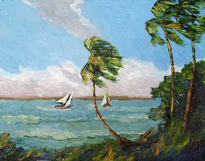 florida coast palm trees oil painting
