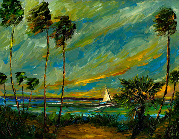 florida highwayment style oil painting