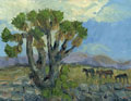 arizona desert ranch horses oil painting
