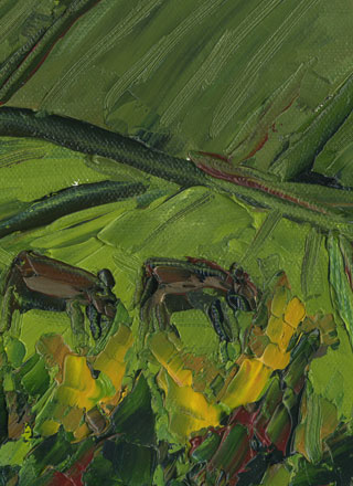 cows on a hill painting ken