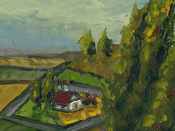 ranch tractor hill painting