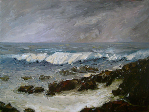 seascape oil painting finished