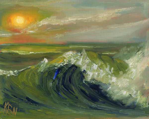 sun set wave painting
