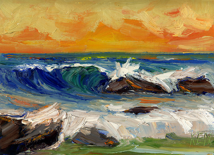 Orange Seas Three Seascape Painting