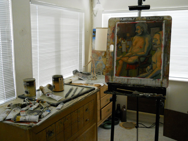 men with beards painting life studio