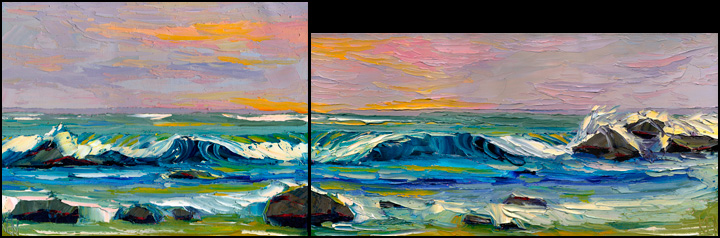 wave curl paintings