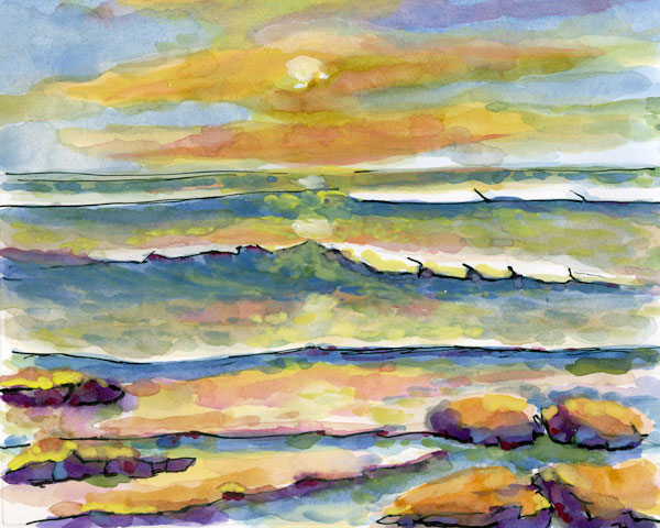 watercolor seascape painting