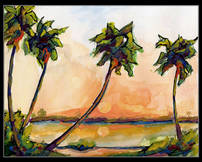 Seascape Palms Watercolor
